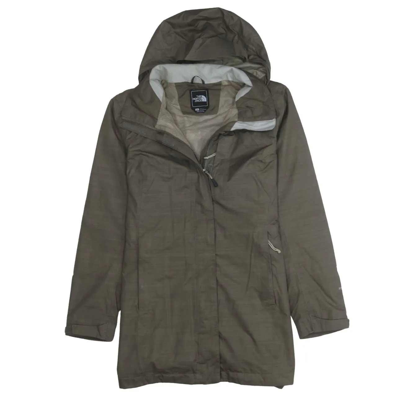 The North Face Brown Hooded Windbreaker Jacket Women's Large Logo Zip Pockets Lightweight Coat sold by Vintage Club