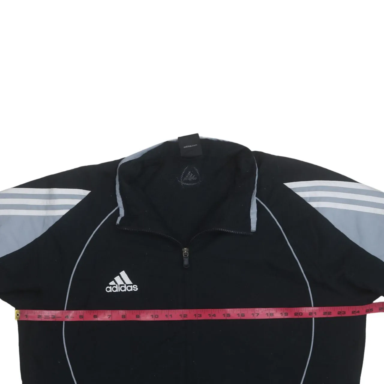 Adidas Black Grey Windbreaker Jacket Men's Large Three Stripe Sleeves Embroidered Logo Track Top sold by Vintage Club product image thumbnail 5