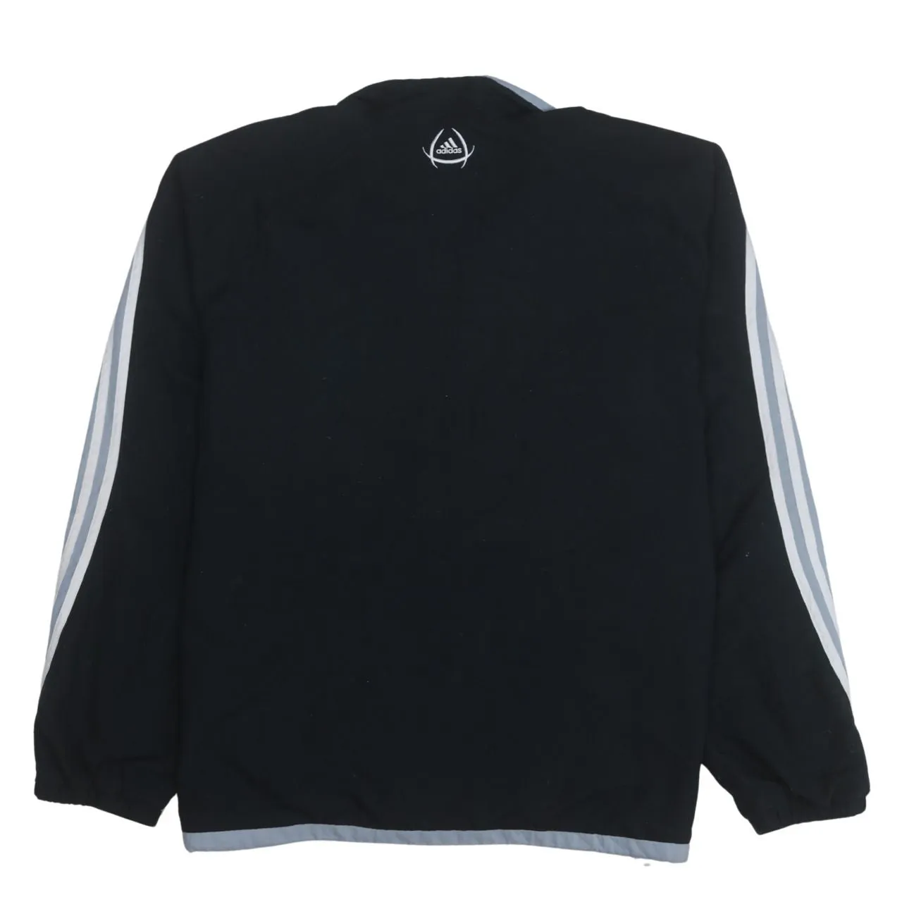 Adidas Black Grey Windbreaker Jacket Men's Large Three Stripe Sleeves Embroidered Logo Track Top sold by Vintage Club product image thumbnail 2