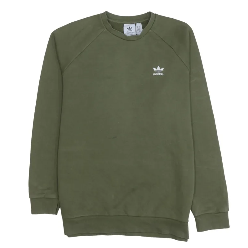 Adidas Khaki Green Sweatshirt Men's Medium Trefoil Printed Chest Logo Crewneck Pullover made by Adidas