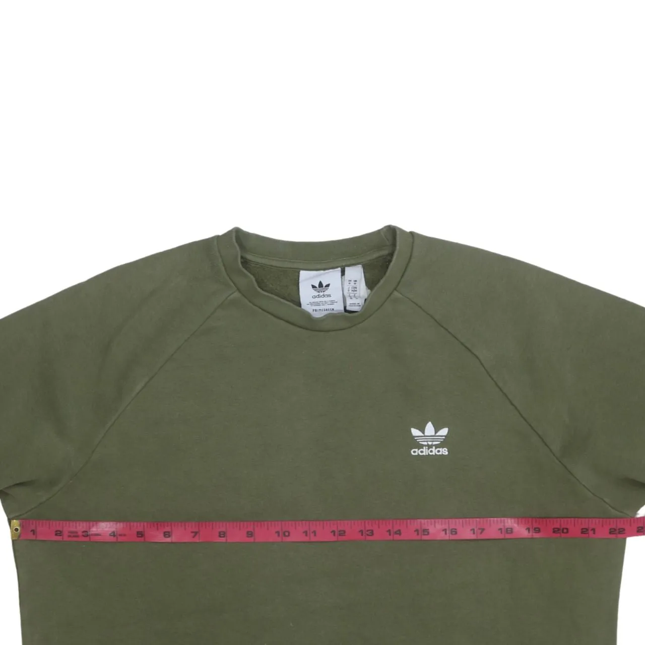 Adidas Khaki Green Sweatshirt Men's Medium Trefoil Printed Chest Logo Crewneck Pullover sold by Vintage Club product image thumbnail 5
