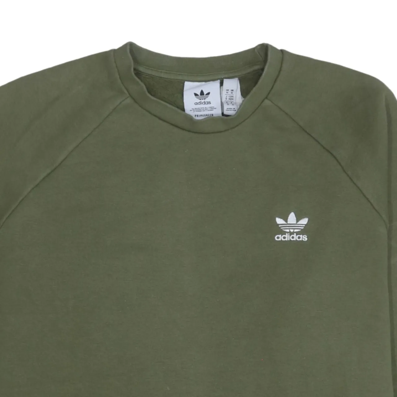 Adidas Khaki Green Sweatshirt Men's Medium Trefoil Printed Chest Logo Crewneck Pullover sold by Vintage Club product image thumbnail 3
