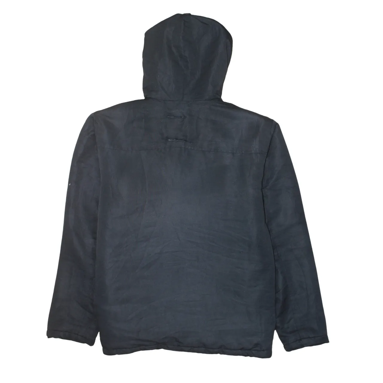 Napapijri Black Anorak Hoodie Women’s Large Embroidered Logo Flag Front Zip Pockets Jacket sold by Vintage Club product image thumbnail 2