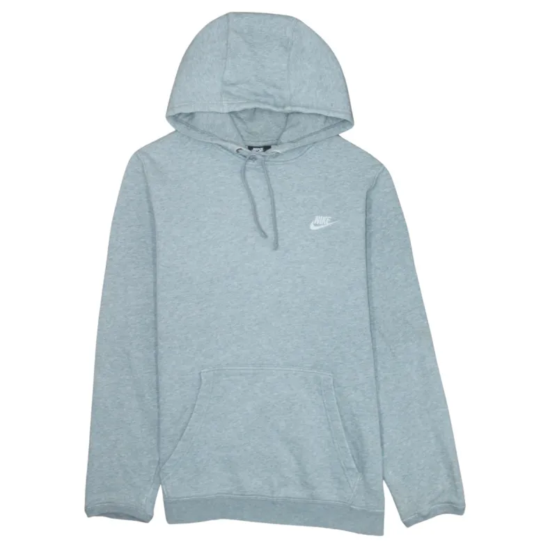 Nike Light Grey Hoodie Men’s Large Embroidered Chest Logo Drawstring Hood Front Pocket Sweatshirt made by Nike