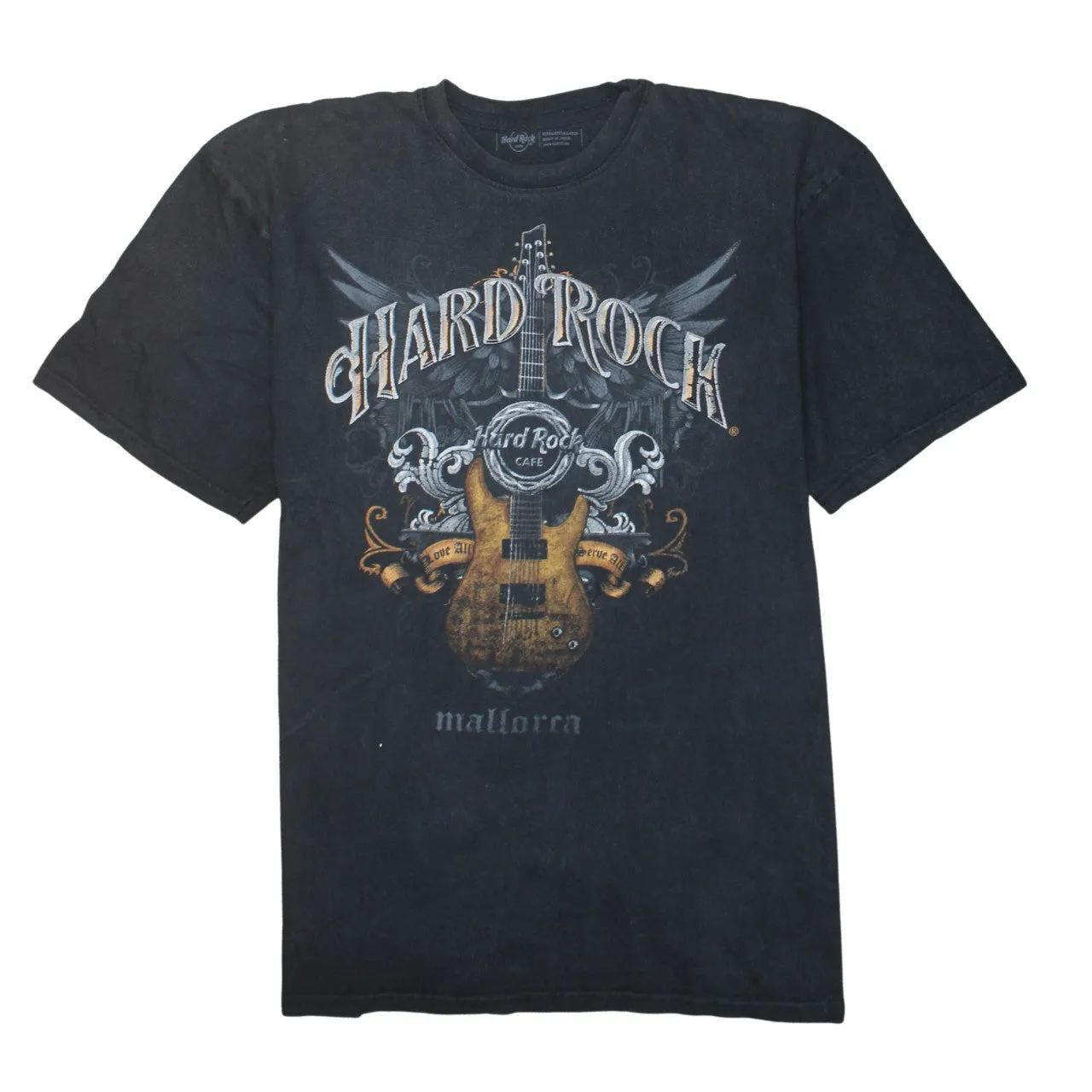 Hard Rock Cafe Faded Black T Shirt Men’s XXL Printed Guitar Mallorca Graphic Tee Top sold by Vintage Club