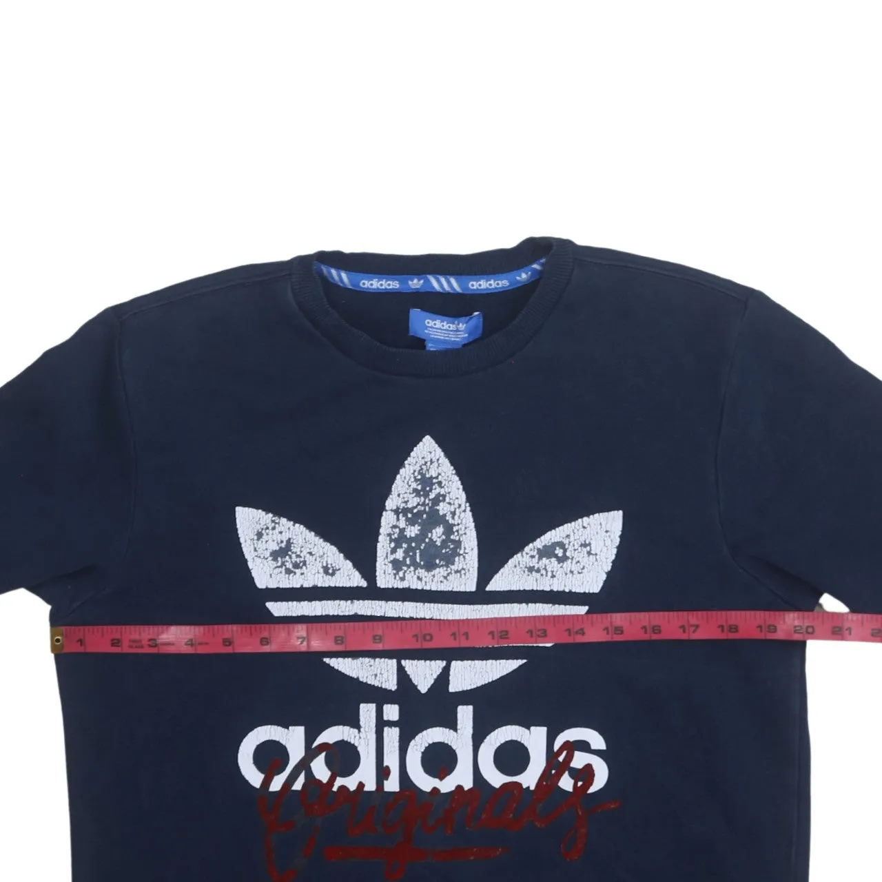 Adidas 90's Spellout Crew Neck Sweatshirt Small Navy Blue sold by Vintage Club product image thumbnail 5