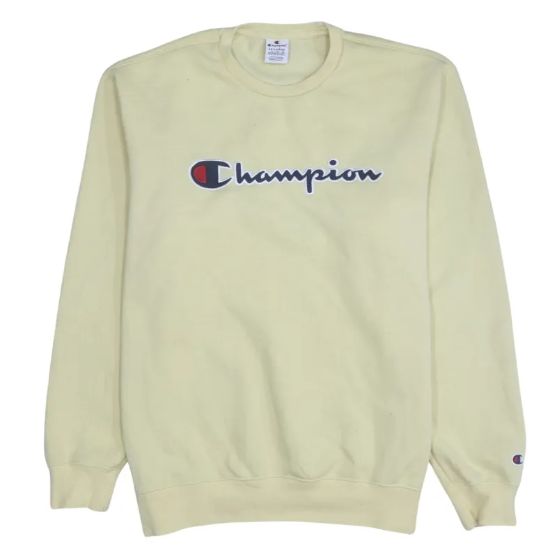 Champion 90's Spellout Crew Neck Sweatshirt XXLarge (2XL) Yellow made by Champion