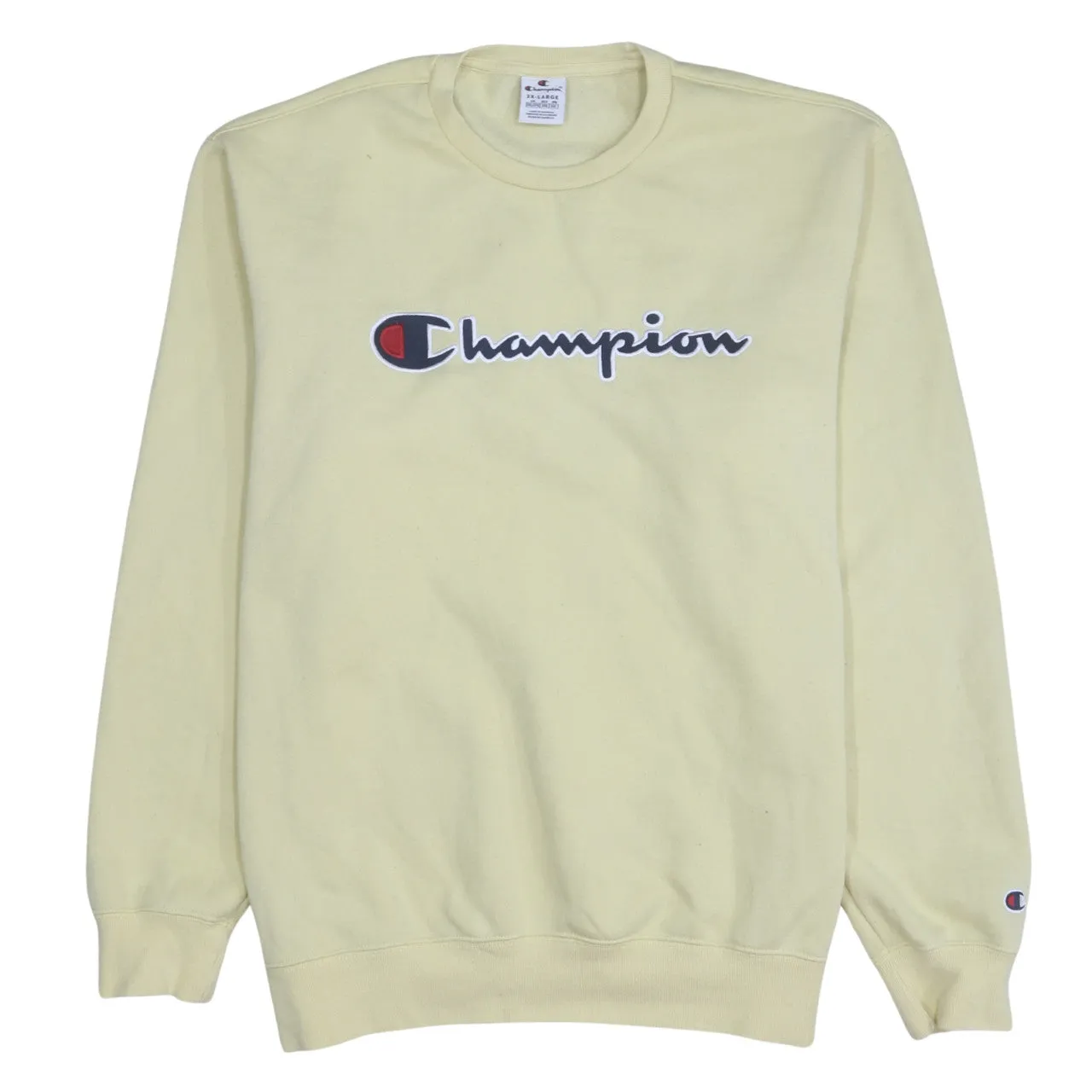 Champion 90's Spellout Crew Neck Sweatshirt XXLarge (2XL) Yellow sold by Vintage Club