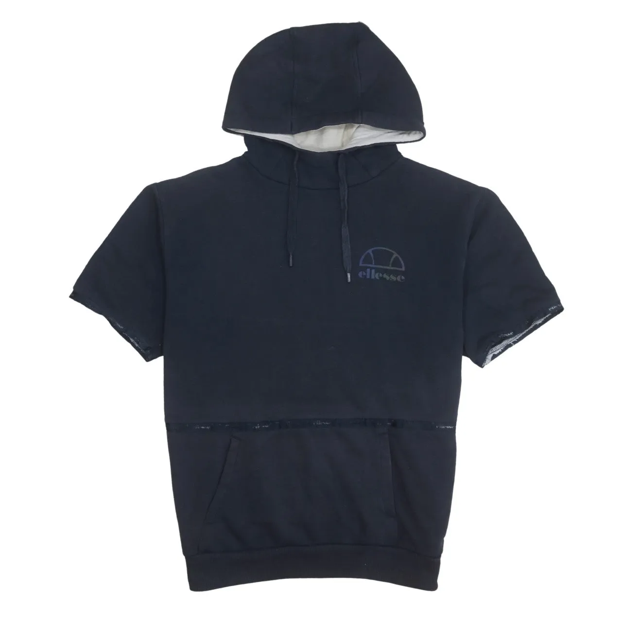 Ellesse 90's Short Sleeves Pullover Hoodie Medium Navy Blue sold by Vintage Club