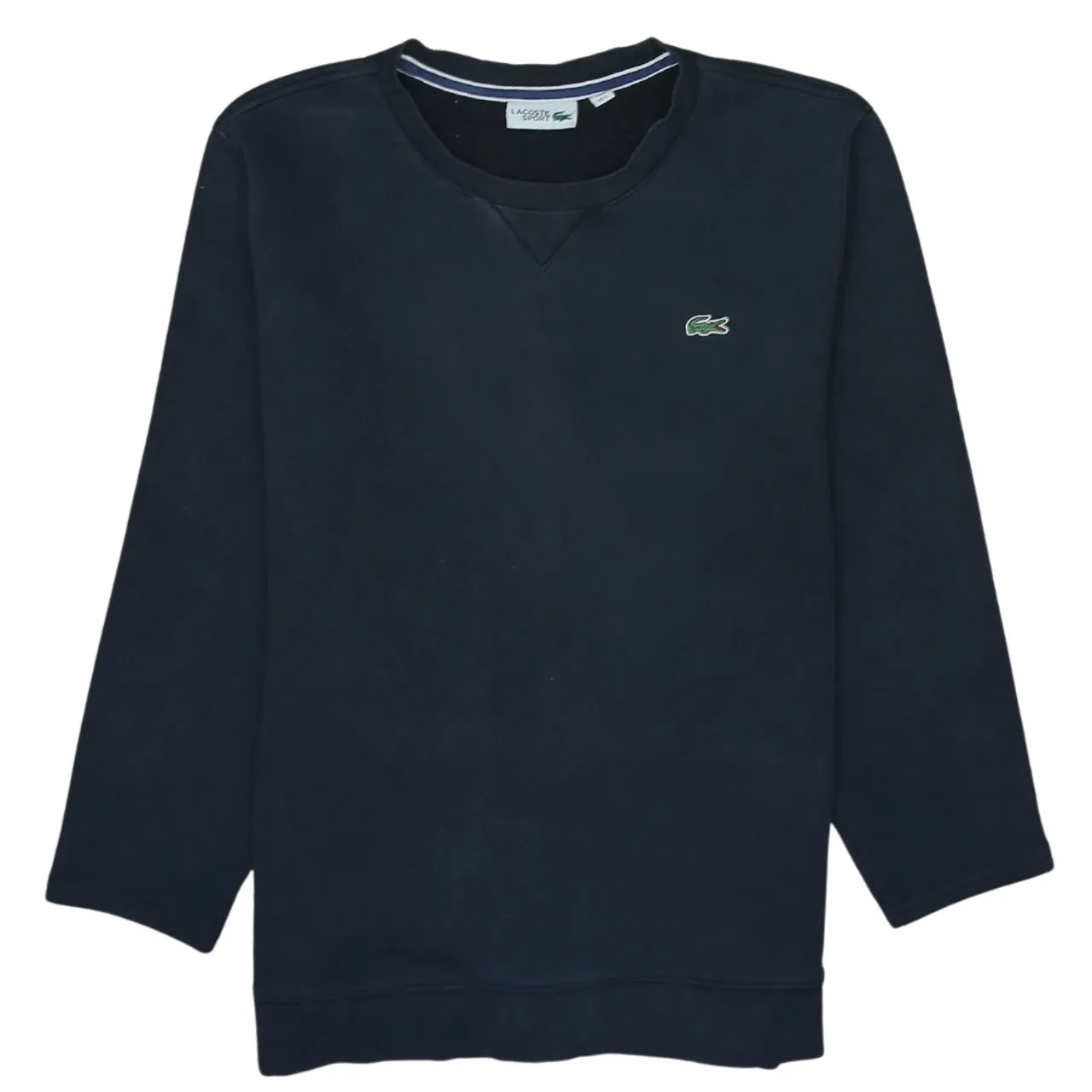 Lacoste Navy Blue Sweatshirt Women's XLarge Embroidered Croc Logo Crewneck Pullover Jumper sold by Vintage Club