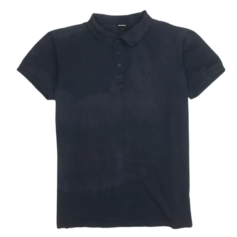 Diesel 90's Short Sleeves Quarter Button Polo Shirt XLarge Navy Blue sold by Vintage Club