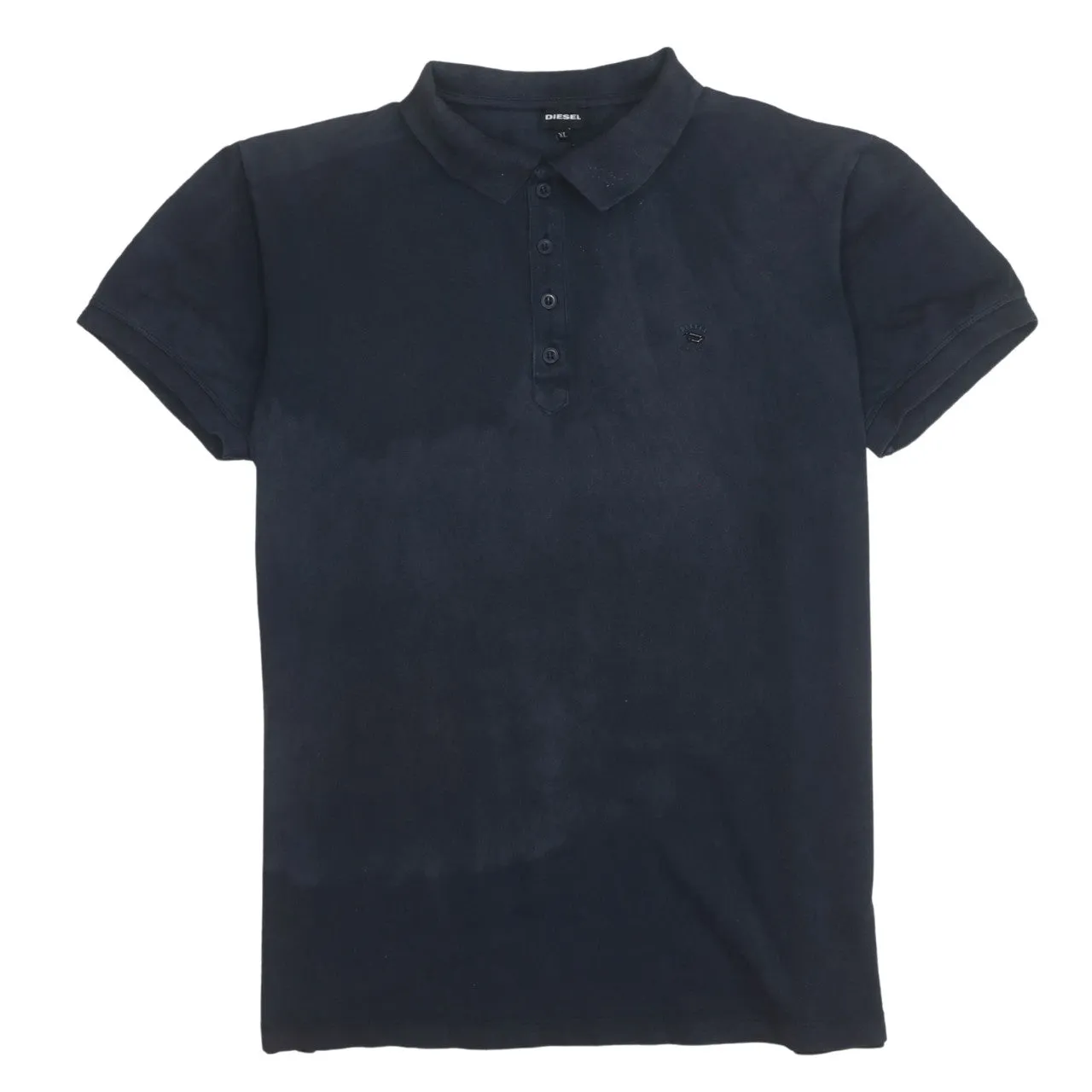 Diesel 90's Short Sleeves Quarter Button Polo Shirt XLarge Navy Blue sold by Vintage Club