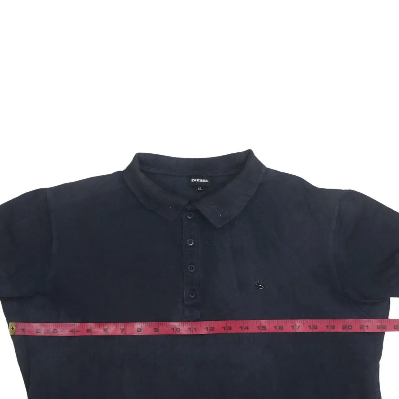 Diesel 90's Short Sleeves Quarter Button Polo Shirt XLarge Navy Blue sold by Vintage Club product image thumbnail 5