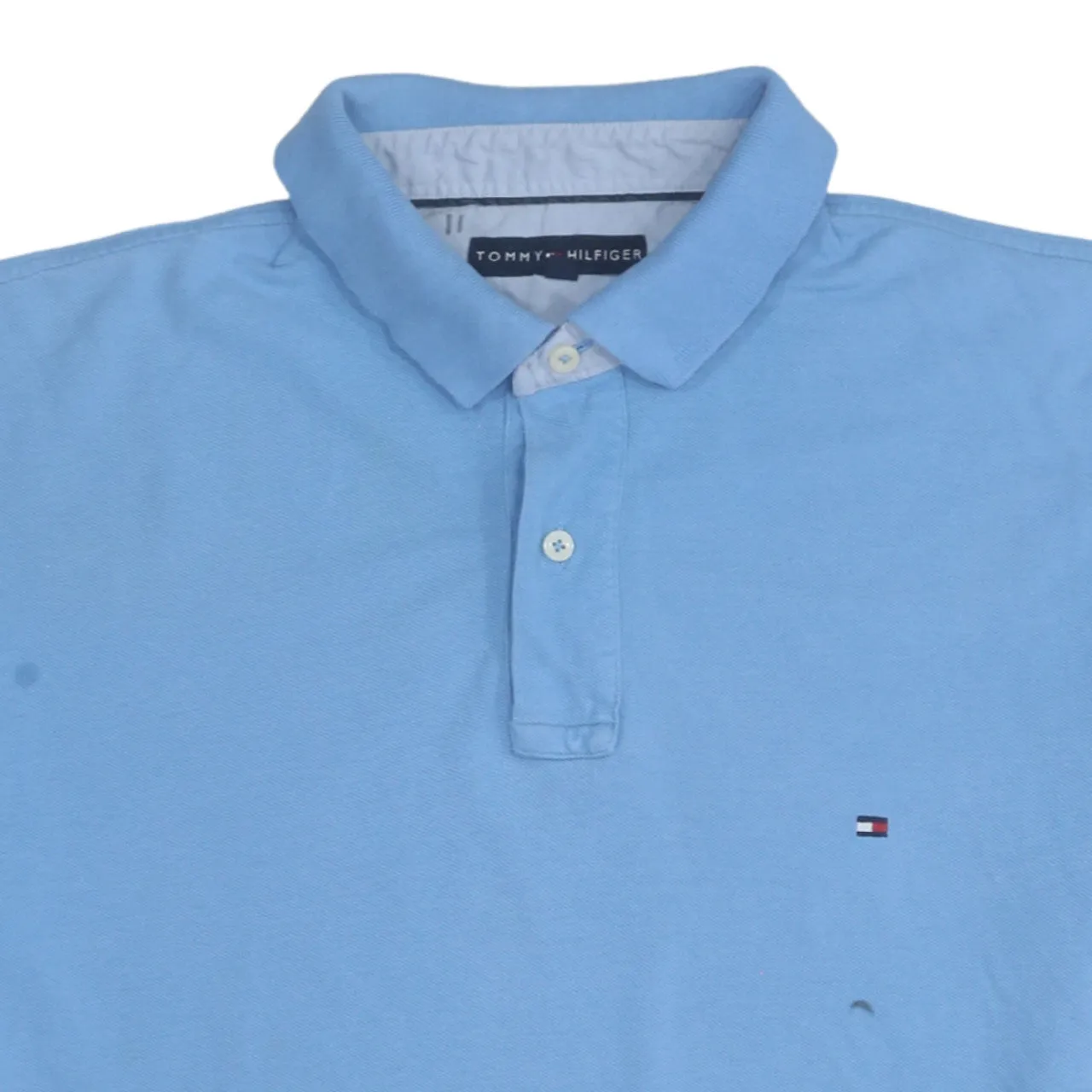 Tommy Hilfiger 90's Short Sleeves Quarter Button Polo Shirt XLarge Blue sold by Vintage Club product image thumbnail 3