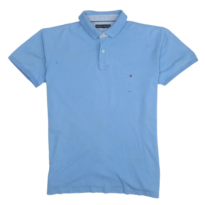 Tommy Hilfiger 90's Short Sleeves Quarter Button Polo Shirt XLarge Blue made by Tommy Hilfiger