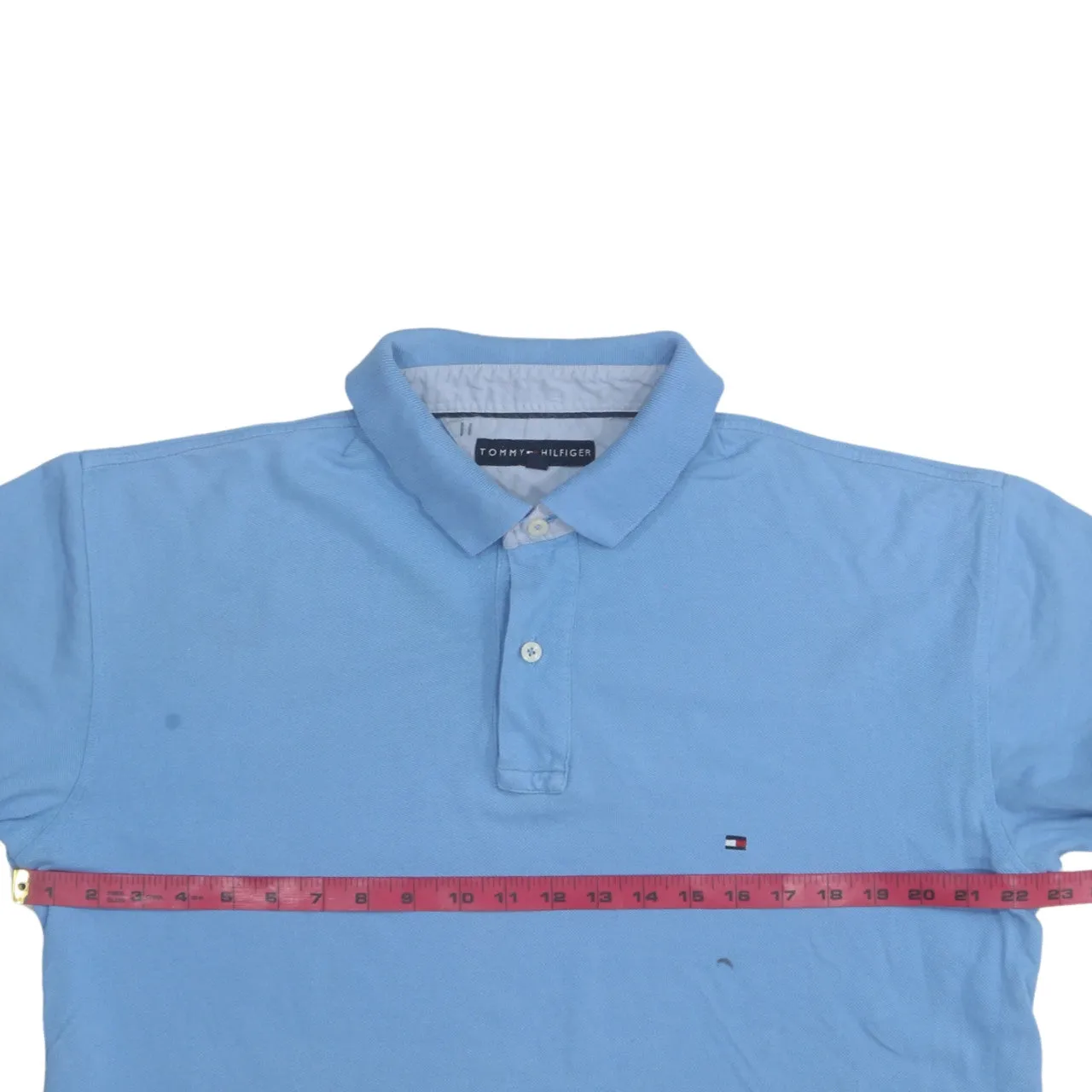 Tommy Hilfiger 90's Short Sleeves Quarter Button Polo Shirt XLarge Blue sold by Vintage Club product image thumbnail 5