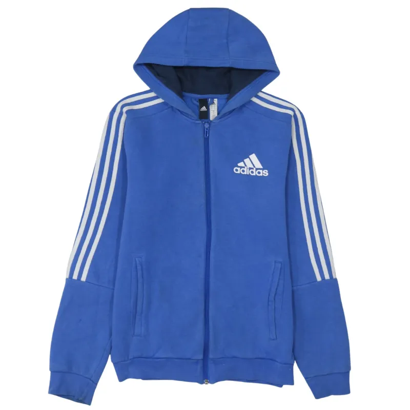 Adidas 90's Striped Sleeve Full Zip Up Hoodie Small Blue sold by Vintage Club
