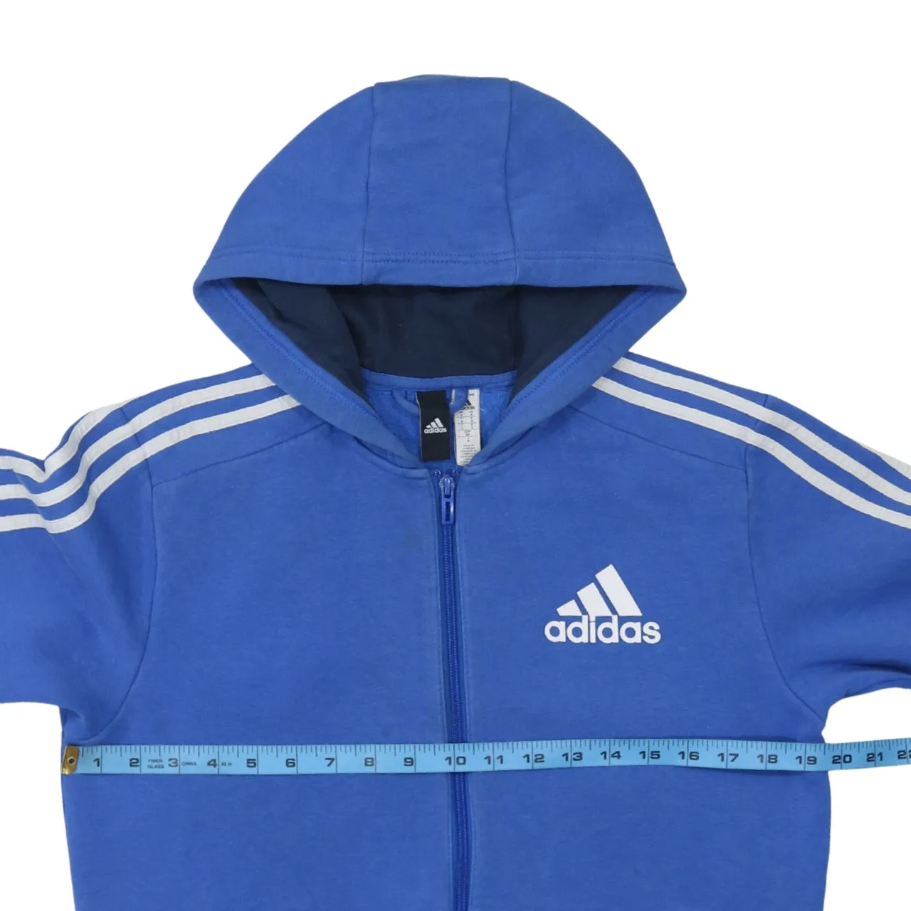 Adidas 90's Striped Sleeve Full Zip Up Hoodie Small Blue sold by Vintage Club product image thumbnail 5