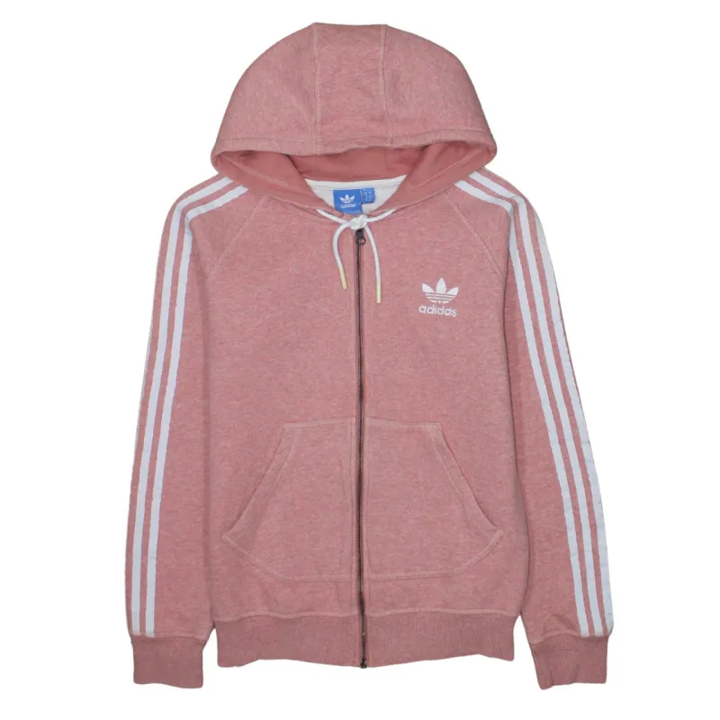 Adidas 90's Striped Sleeve Full Zip Up Hoodie Small  Pink sold by Vintage Club