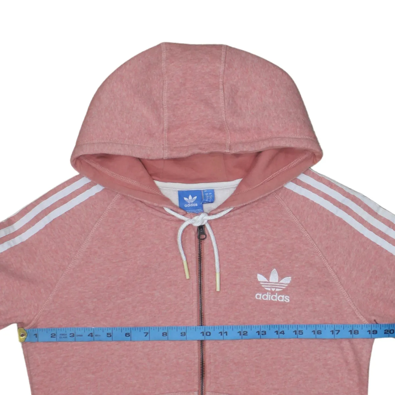 Adidas 90's Striped Sleeve Full Zip Up Hoodie Small Pink sold by Vintage Club product image thumbnail 5