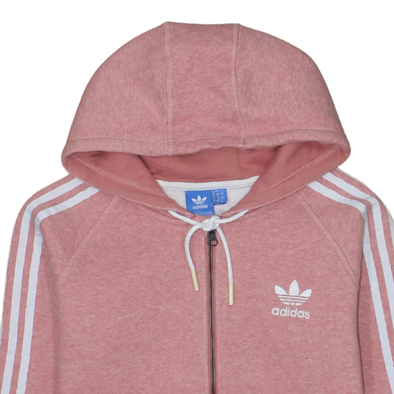 Adidas 90's Striped Sleeve Full Zip Up Hoodie Small Pink sold by Vintage Club product image thumbnail 3