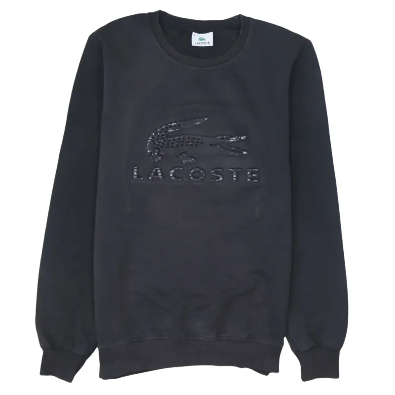 Lacoste 90's Spellout Crew Neck Sweatshirt XSmall Black made by Lacoste