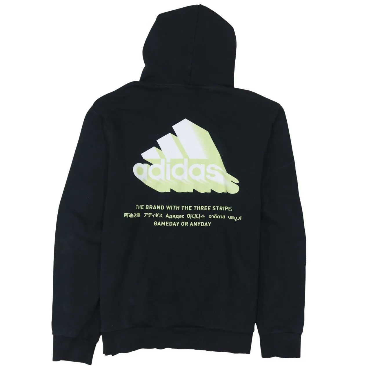 Adidas 90's Drawstring Pockets Pullover Hoodie Medium Black sold by Vintage Club product image thumbnail 2
