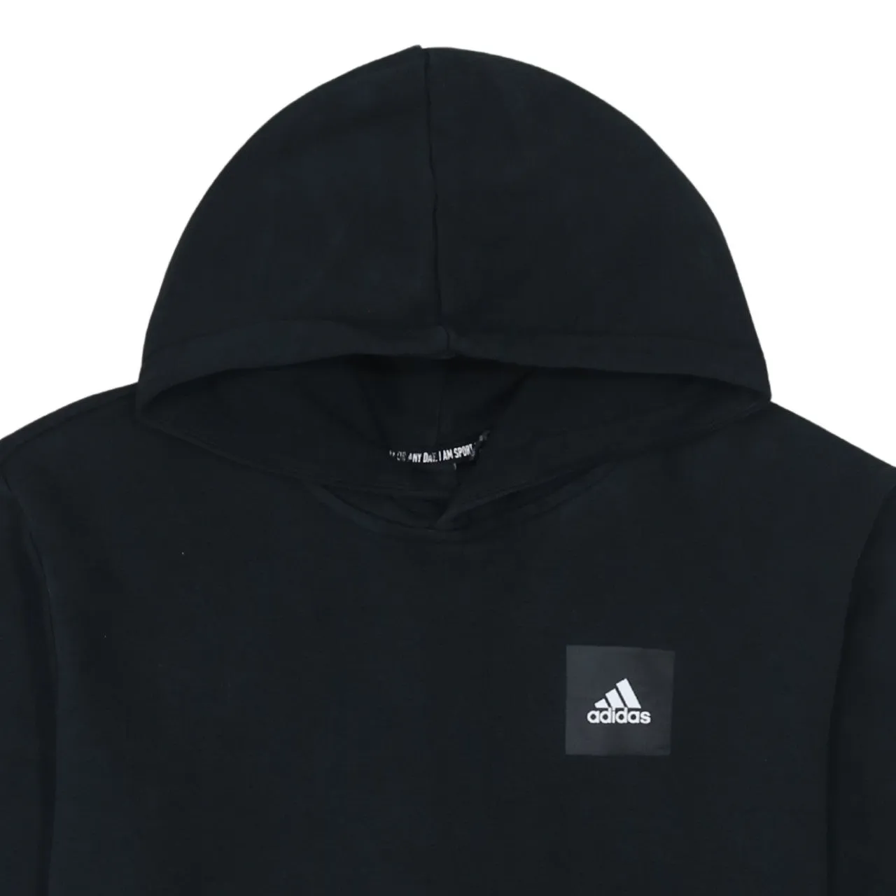 Adidas 90's Drawstring Pockets Pullover Hoodie Medium Black sold by Vintage Club product image thumbnail 3