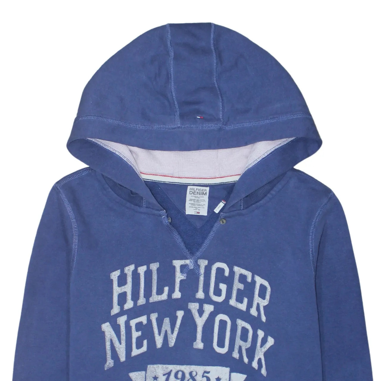 Tommy Hilfiger 90's Hilfiger New York V Neck Hoodie XLarge Blue sold by Vintage Club product image thumbnail 3