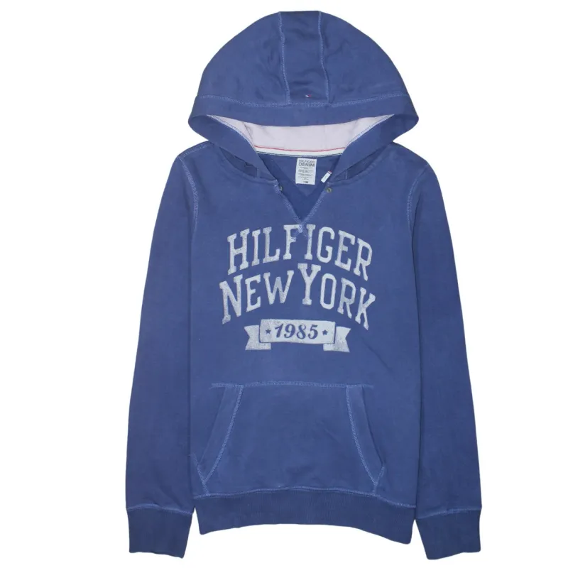 Tommy Hilfiger 90's Hilfiger New York V Neck Hoodie XLarge Blue made by Tommy Hilfiger