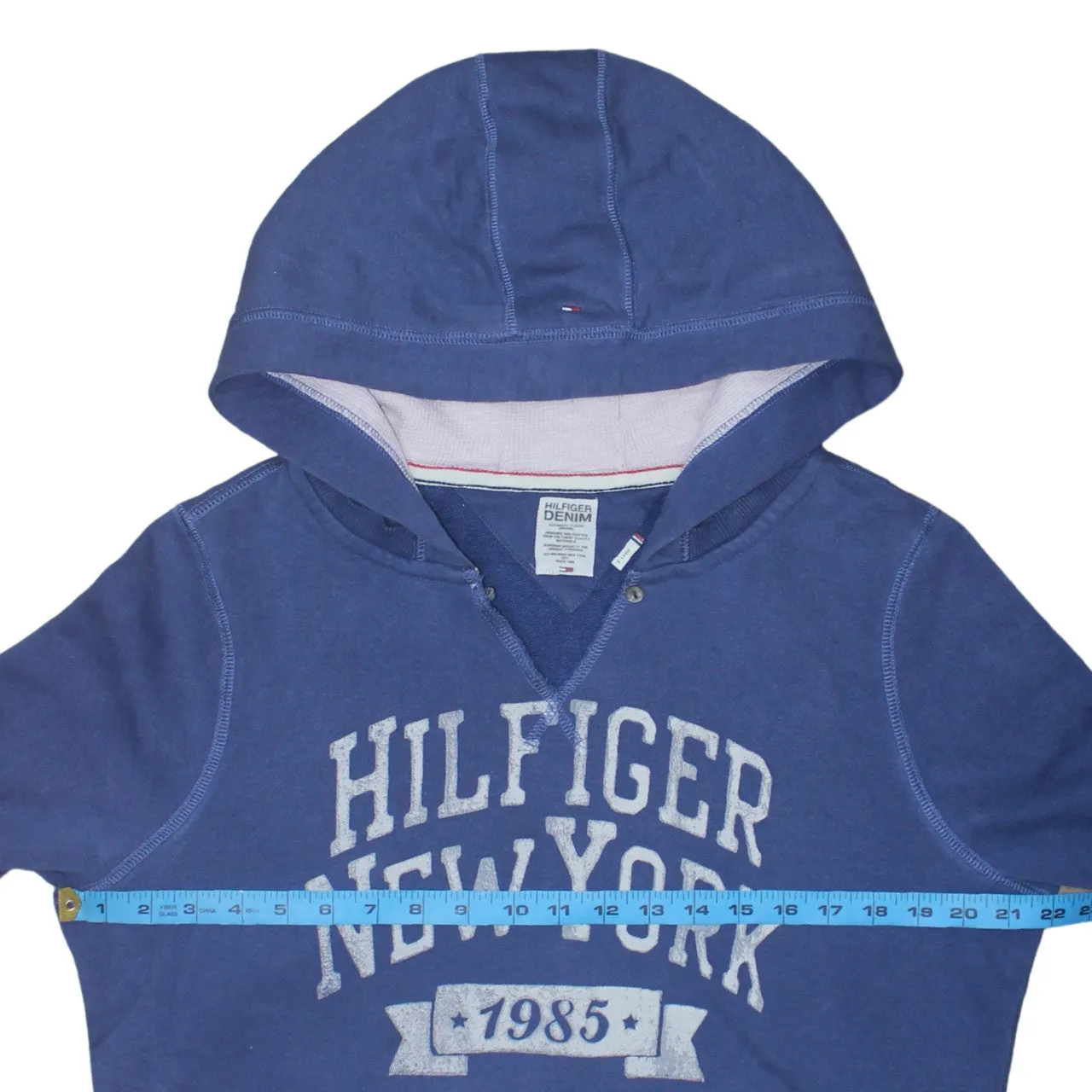 Tommy Hilfiger 90's Hilfiger New York V Neck Hoodie XLarge Blue sold by Vintage Club product image thumbnail 5