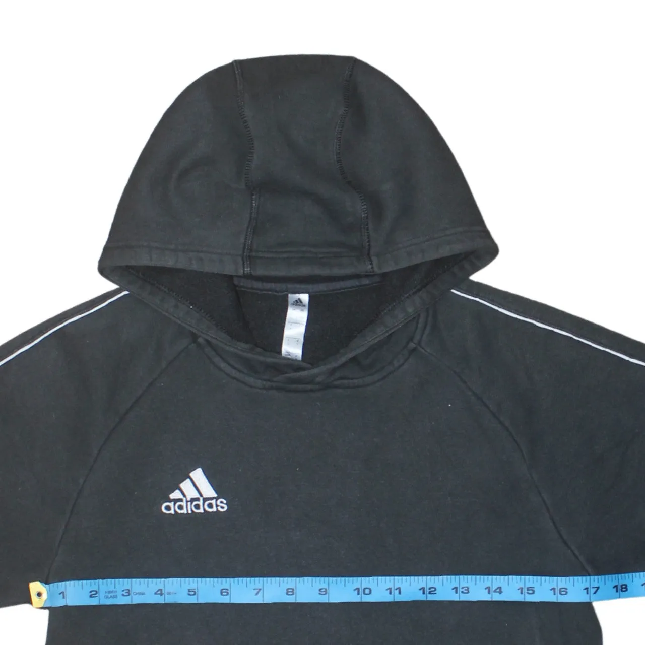 Adidas 90's Drawstring Pockets Pullover Hoodie Small Black sold by Vintage Club product image thumbnail 5