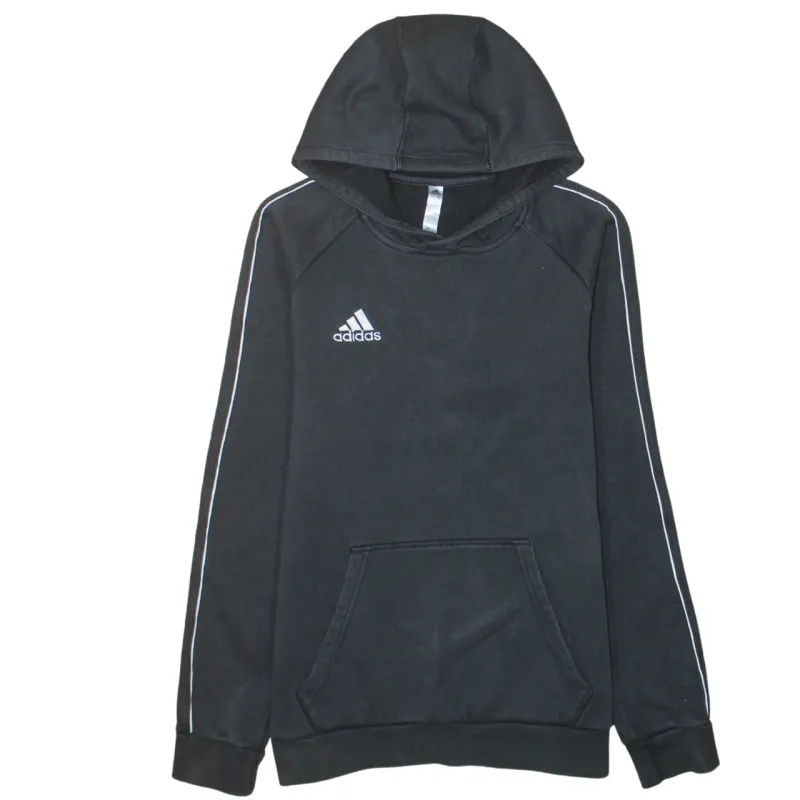 Adidas 90's Drawstring Pockets Pullover Hoodie Small Black sold by Vintage Club