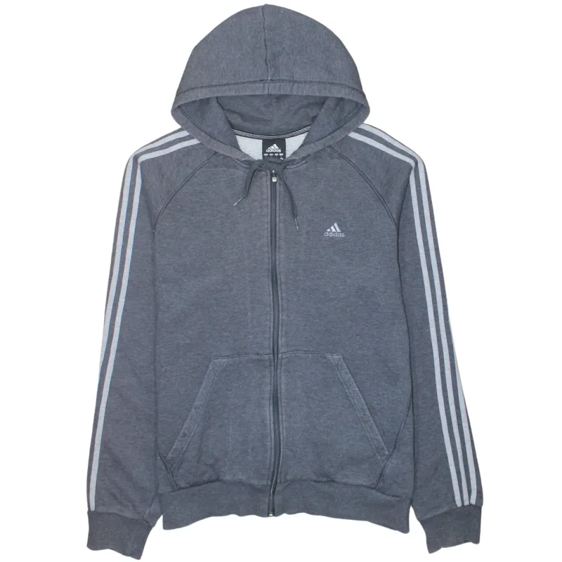 Adidas 90's Striped Sleeve Full Zip Up Hoodie Large Grey sold by Vintage Club