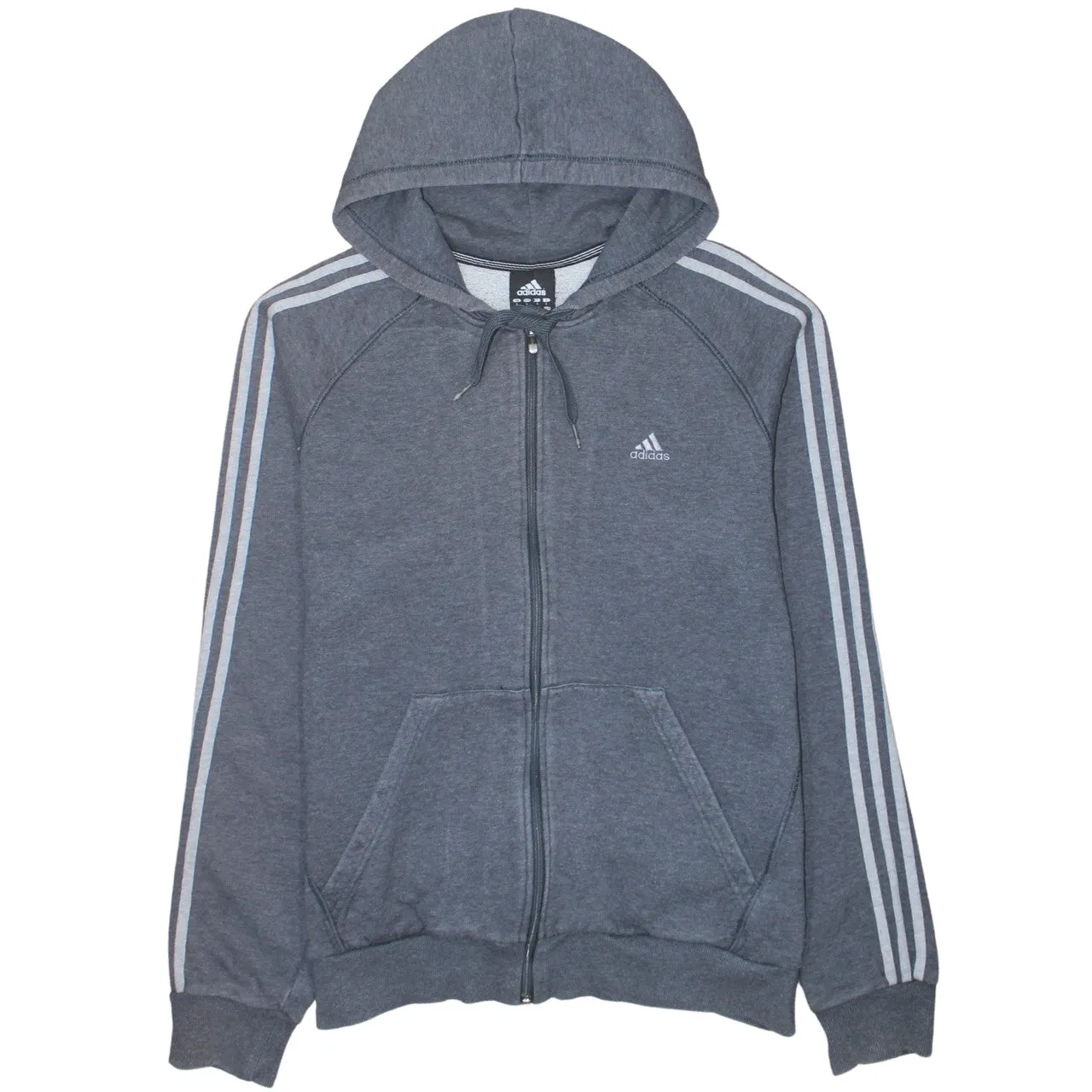 Adidas 90's Striped Sleeve Full Zip Up Hoodie Large Grey sold by Vintage Club