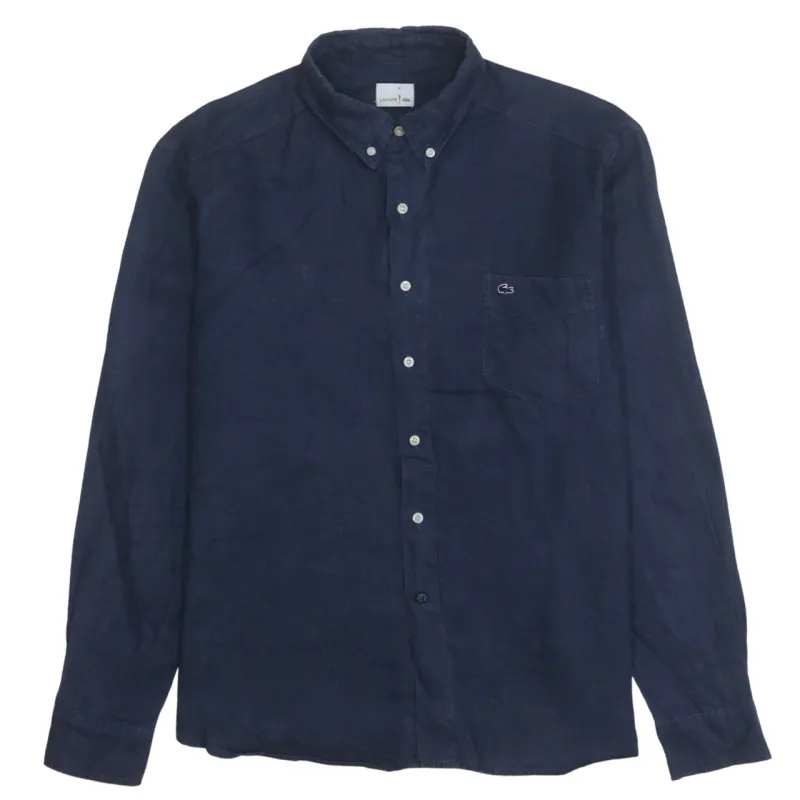 Lacoste 90's Long Sleeve Button Up Shirt Large  Navy Blue made by Lacoste