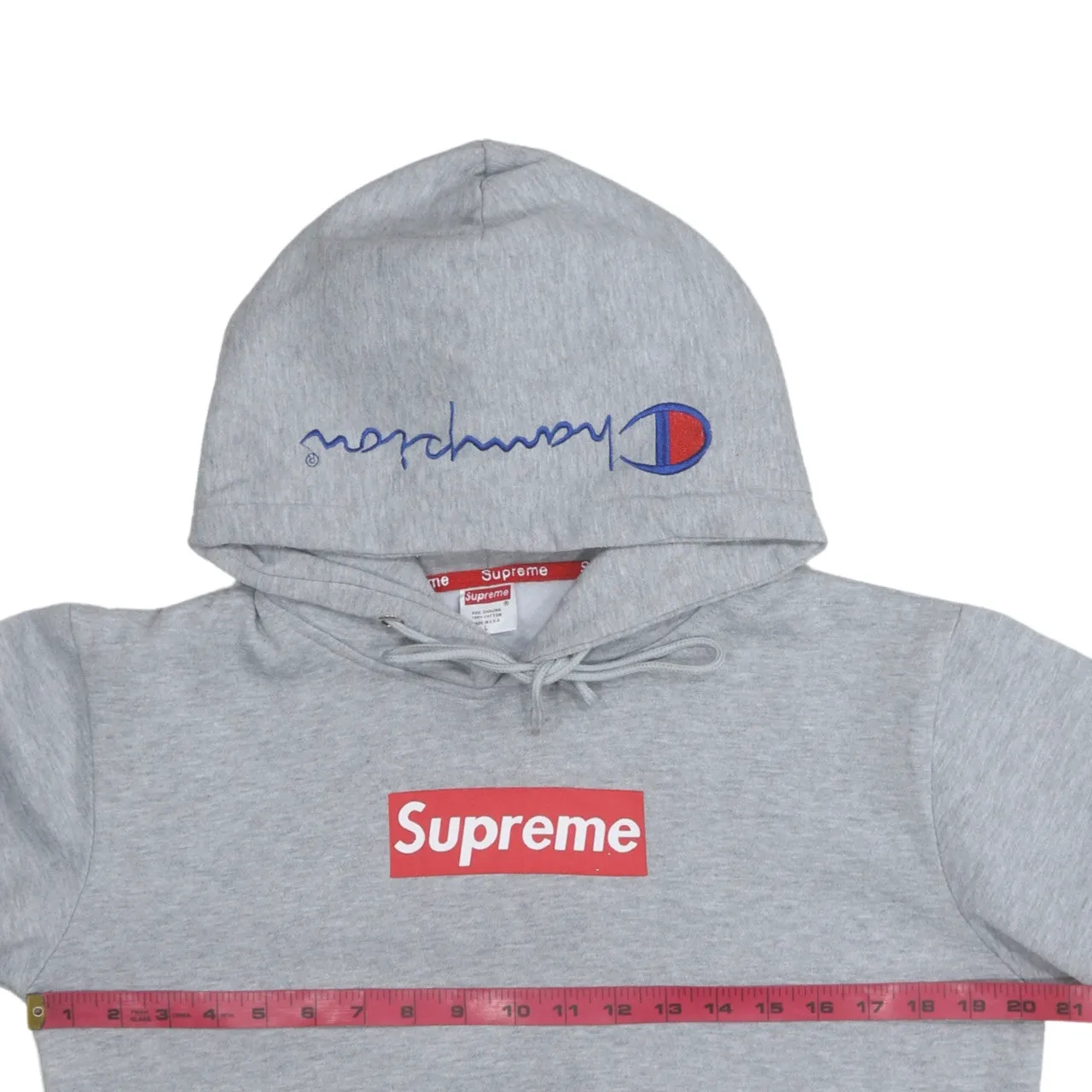 Supreme 90's Drawstring Pockets Pullover Hoodie Large Grey sold by Vintage Club product image thumbnail 5