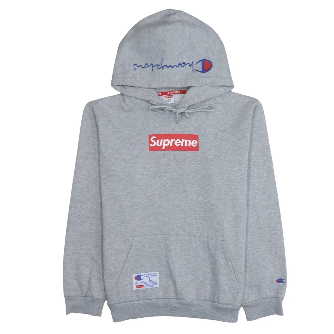 Supreme 90's Drawstring Pockets Pullover Hoodie Large Grey sold by Vintage Club