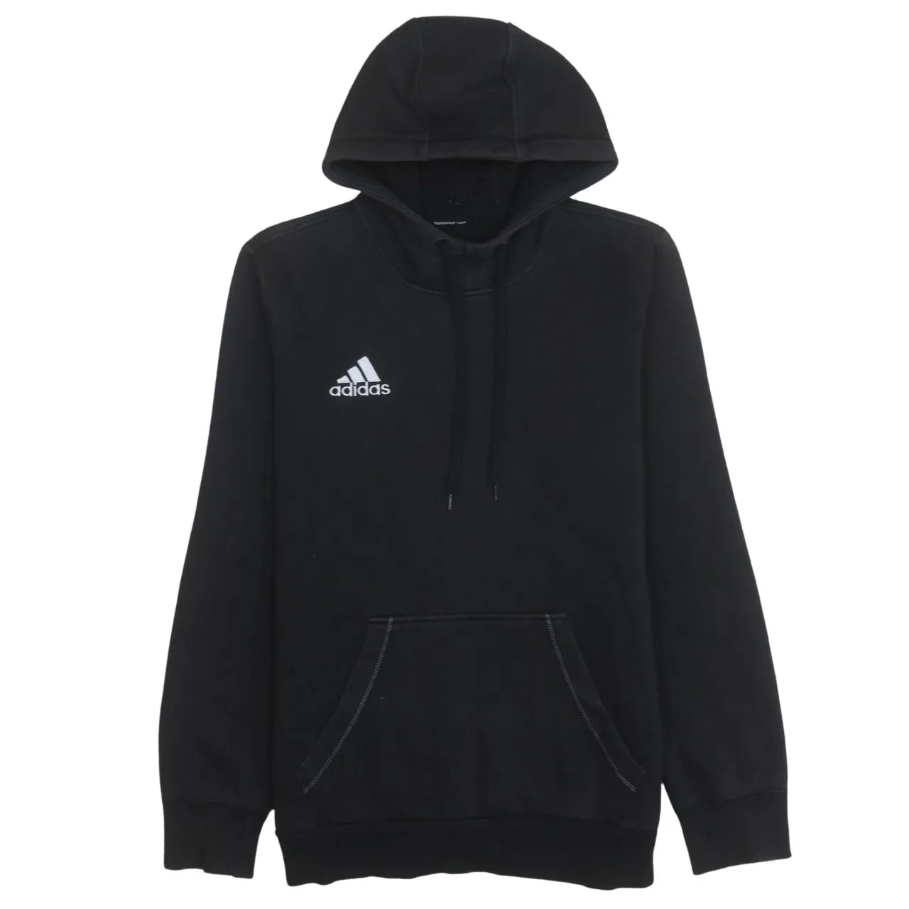 Adidas 90's Drawstring Pockets Pullover Hoodie Small Black sold by Vintage Club
