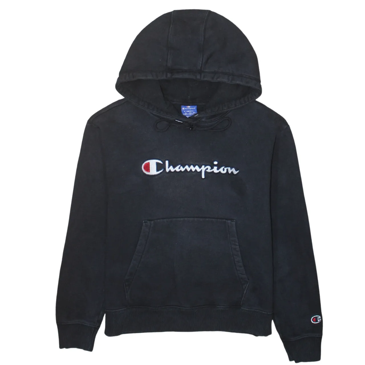 Champion 90's Spellout Pullover Hoodie XSmall Black sold by Vintage Club