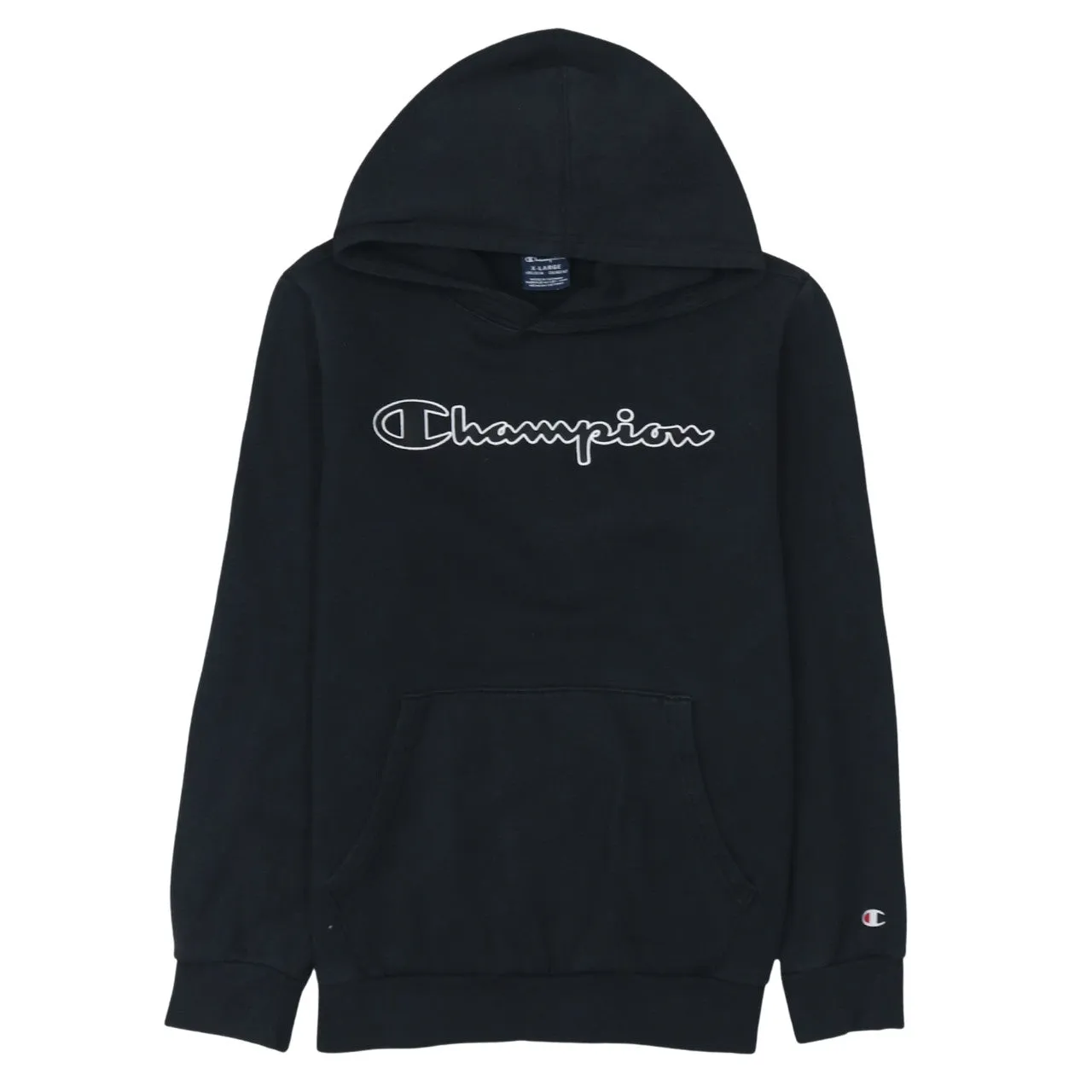 Champion 90's Spellout Pullover Hoodie XLarge Black sold by Vintage Club