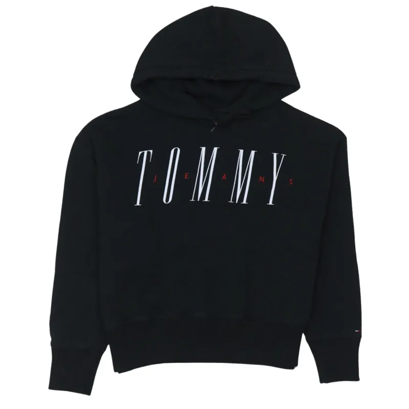 Tommy Jeans 90's Spellout Pullover Hoodie Small Black made by Vintage Club