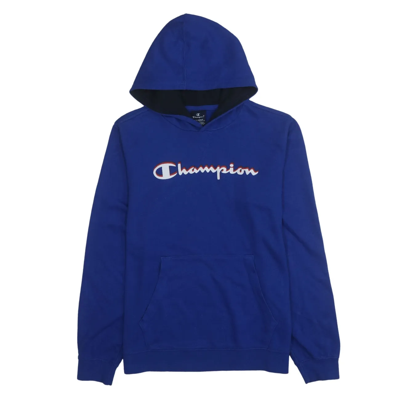 Champion 90's Spellout Pullover Hoodie XXLarge (2XL) Blue sold by Vintage Club