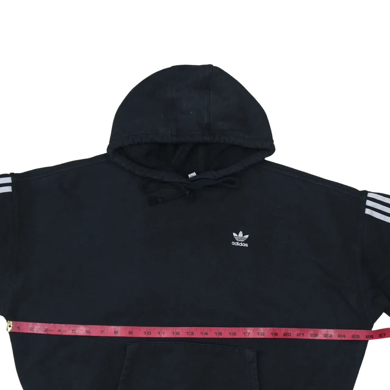 Adidas 90's Striped Sleeve Pullover Hoodie Small Black sold by Vintage Club product image thumbnail 5