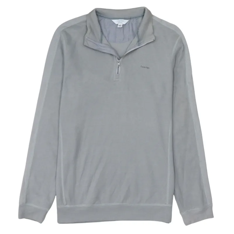 Calvin Klein 90's Lightweight Quarter Zip Sweatshirt Large Grey made by Calvin Klein