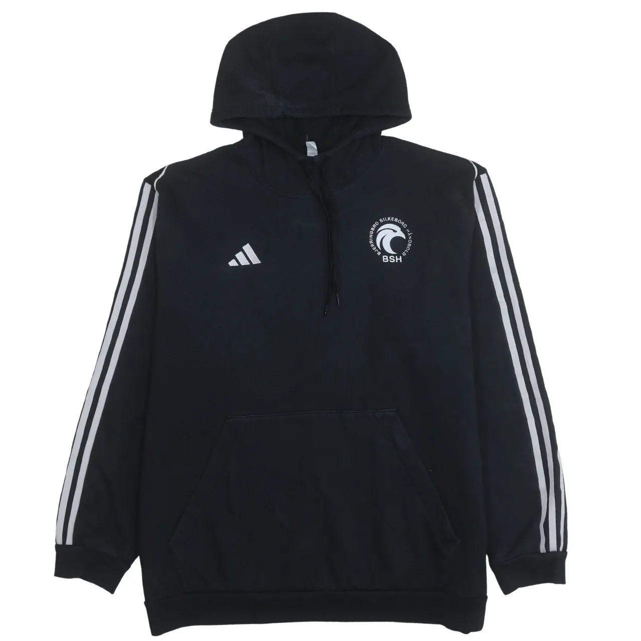 Adidas 90's Striped Sleeve Pullover Hoodie XXLarge (2XL) Black sold by Vintage Club