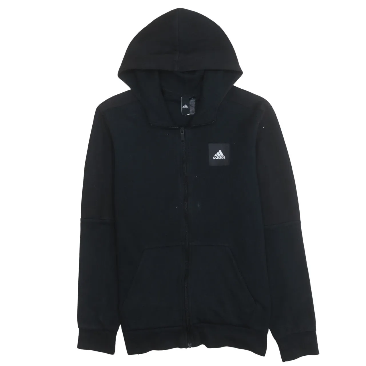 Adidas 90's Drawstring Pockets Full Zip Up Hoodie Medium Black sold by Vintage Club
