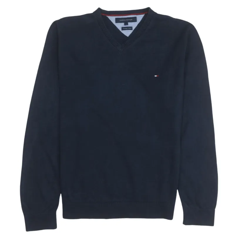 Tommy Hilfiger 90's Lightweight V Neck Sweatshirt Large Navy Blue made by Tommy Hilfiger