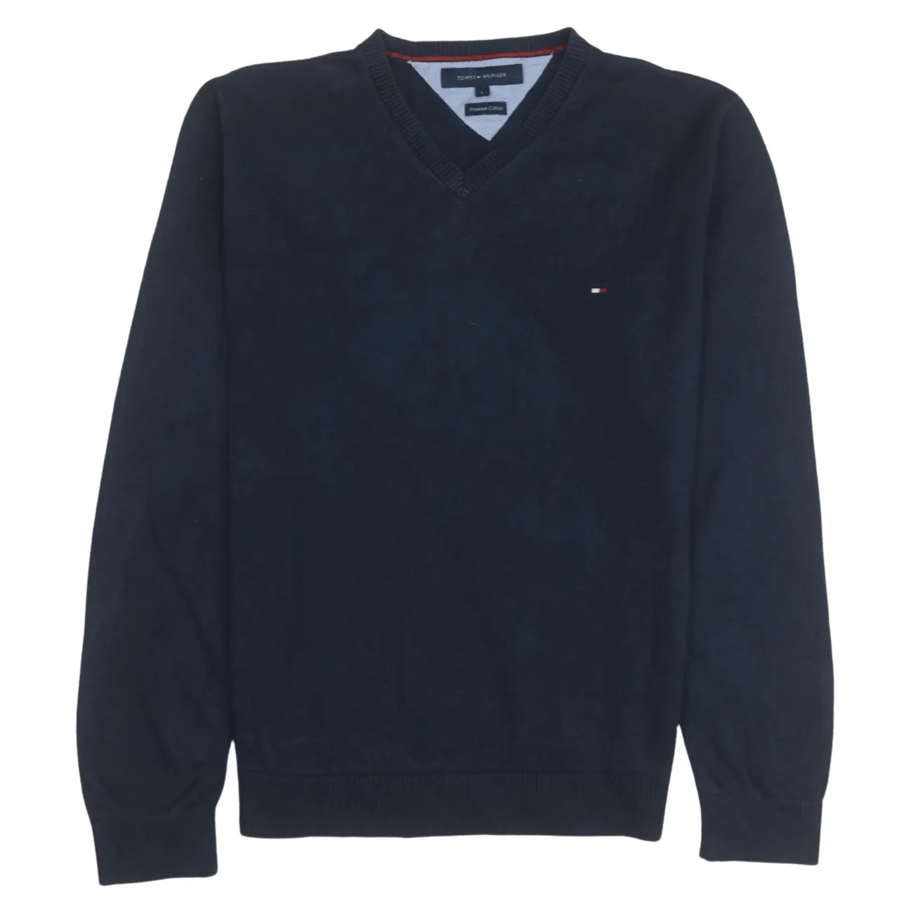 Tommy Hilfiger 90's Lightweight V Neck Sweatshirt Large Navy Blue sold by Vintage Club