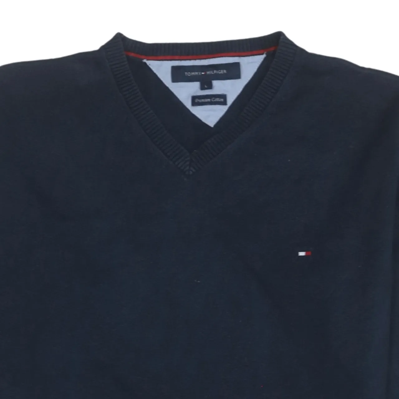Tommy Hilfiger 90's Lightweight V Neck Sweatshirt Large Navy Blue sold by Vintage Club product image thumbnail 3